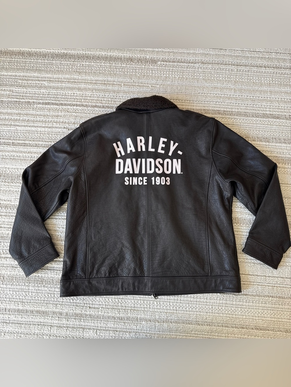 Harley Davidson Full Zip Sherpa Buffalo Leather Jacket Brown Mens XXL rare!
